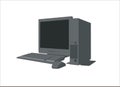 A set of computer graphics including monitor, mouse, keyboard and main box