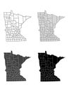 Set of Counties Maps of US State of Minnesota