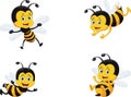 vector illustration set of cute cartoon bee