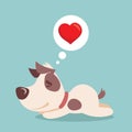 Vector illustration set of cute and funny cartoon little Valentine dogs-pupies in love with heart, rose, wings and