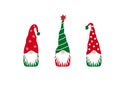 Vector illustration set of cute three Christmas gnomes Royalty Free Stock Photo