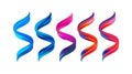 Vector illustration: Set of 3d twisted colorful flow liquid shape. Acrylic paint sroke. Modern design.