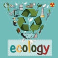 Set of design_4_elements on the theme of ecology earth pollution