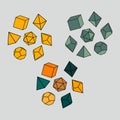 Vector illustration of a set of dice in colors. Royalty Free Stock Photo