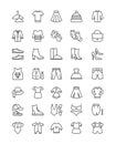 Vector illustration set of Different types of clothes icons isolated on white background. Clothes linear icons