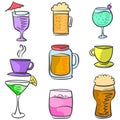 Vector illustration set drink various doodles