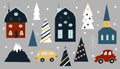 Vector illustration - a set of elements in the Scandinavian, Nordic style on the theme of Christmas. Royalty Free Stock Photo