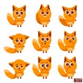 Set of emoji cute fox