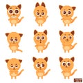 Set of emoji cute cat