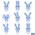 Set of emoji cute rabbit