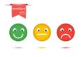 Vector illustration set of emotions. The concept of evaluation in faces and color emoticons, positive, neutral, negative.