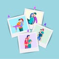 Vector illustration Set of family photos