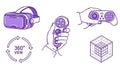 Virtual Reality and Gaming Technology Vector Icons Set Royalty Free Stock Photo
