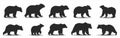 Wildlife Bears Vector Set: Black Silhouettes of Forest Animals - Iconic Symbols on White Royalty Free Stock Photo