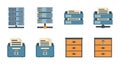Data Storage, File Management, and Security Icons Set Royalty Free Stock Photo