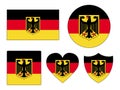 Set of Flags of Germany with Coat of Arms Royalty Free Stock Photo