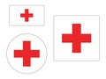 Set of Flags of Red Cross Royalty Free Stock Photo