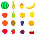 Vector illustration of a set flat colorful fruits