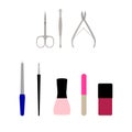 Vector illustration of a set of flat manicure Royalty Free Stock Photo