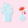 Vector illustration of set of flowers in a vase Royalty Free Stock Photo