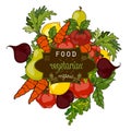 Vector illustration. Set of fresh fruits and vegetables Royalty Free Stock Photo