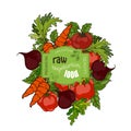 Vector illustration. Set of fresh fruits and vegetables Royalty Free Stock Photo