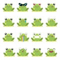 Vector illustration set of frog emoticons Royalty Free Stock Photo