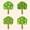 Illustration set of fruit trees