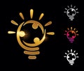 Golden bulb people logo vector sign Royalty Free Stock Photo