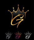Golden Monogram Crown Initial Letter G