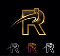 Golden Monogram Hammer Initial Letter R