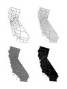 Set of Counties Maps of US State of California Royalty Free Stock Photo