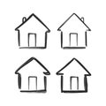 Vector illustration: Set of Hand drawn house icons. Sketch design Royalty Free Stock Photo