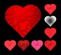 Vector illustration set of hearts for Valentines day. Valentine heart symbol.