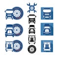 Vector illustration set heavy truck automobile service