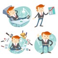 Vector Illustration Set of hipster officeman: lazy worker foot o