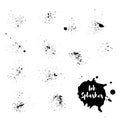 Vector illustration set of ink splash. Hand painted background.