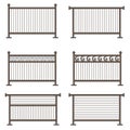 vector illustration set of iron fences with various shapes