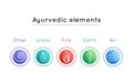 Vector illustration with set of isolated ayurveda symbols