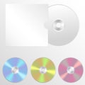 Vector illustration set of isolated blank compact disc CD or DVD. Realistic style. Royalty Free Stock Photo