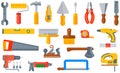 Vector illustration set isolated icons building tools repair, construction buildings Royalty Free Stock Photo