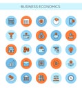 Vector illustration set of line icons of business and economics. Outline and color financial service items icons Royalty Free Stock Photo