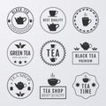Vector illustration set of logos on the theme of tea Royalty Free Stock Photo
