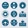 Vector illustration set of logos on the theme of tea Royalty Free Stock Photo