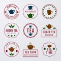 Vector illustration set of logos on the theme of tea Royalty Free Stock Photo