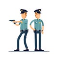 Vector illustration set male policeman character. A policeman in uniform is standing in different poses. Public safety Royalty Free Stock Photo