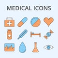 Vector illustration of a set of medical icons Royalty Free Stock Photo