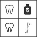 Vector Illustration Set Medical Icons. Elements of Poison , Tooth and Prosthesis icon Royalty Free Stock Photo