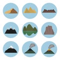 Vector illustration set of mountain icons