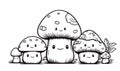 Vector Illustration, Set Illustration of Mushroom Cartoon Character Royalty Free Stock Photo